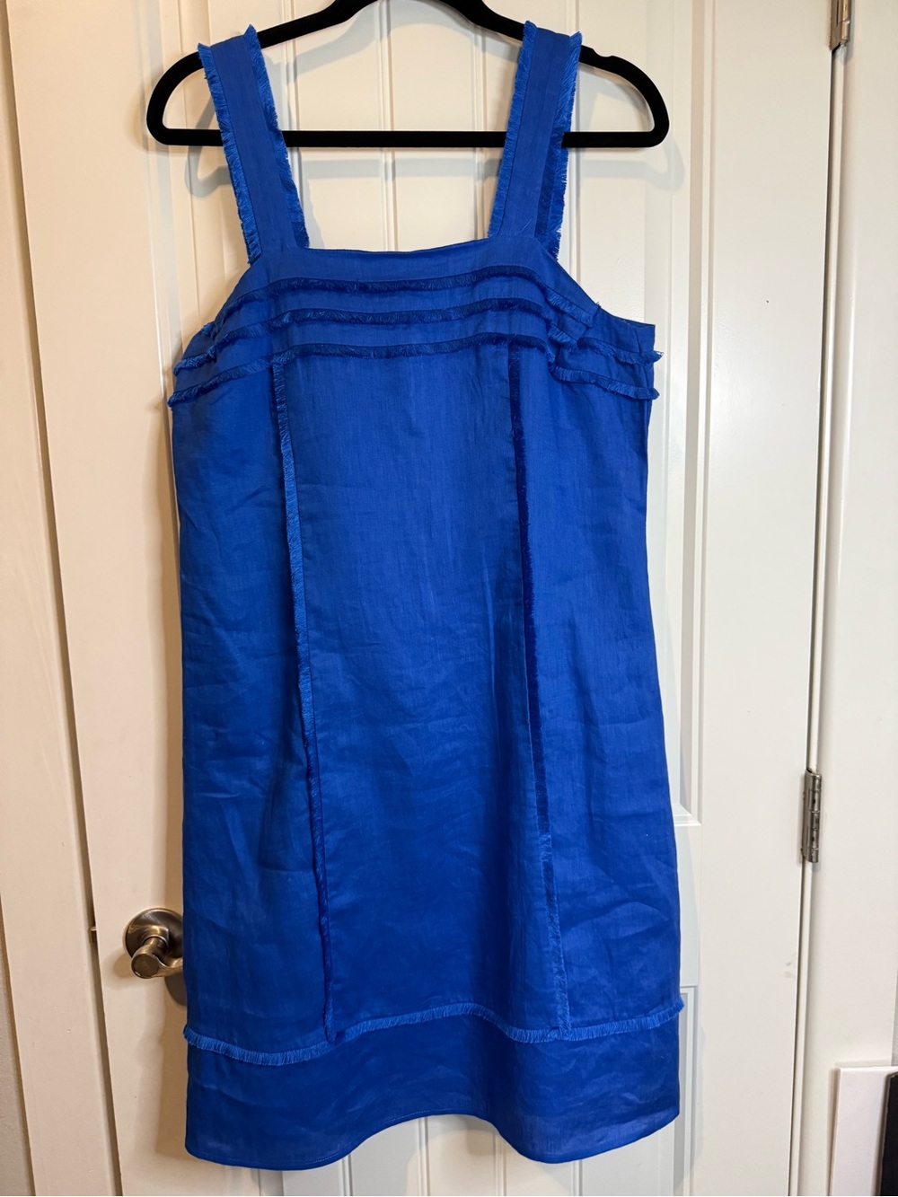 YERA Royal Blue Sleeveless 100% Linen Dress size 42 made in Spain Us size 10/12